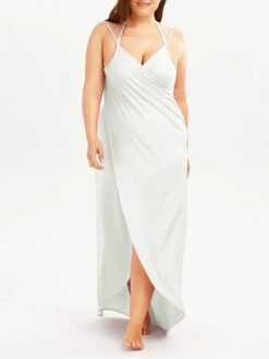 Women‘s Curve Swimwear Cover Up Beach Dress Plus Size Swimsuit Open Back For Big Busts Pure Color Black White Khaki Dark Gray Strap Bathing Suits Sexy Vacation Fashion -Cheap Plus Fit Dress Store vgoopk1645007662833