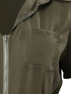 Women's Romper Belted Solid Color Shirt Collar Casual Work Daily Regular Fit Short Sleeve Army Green S M L Summer -Cheap Plus Fit Dress Store vgxfbs1681898309992
