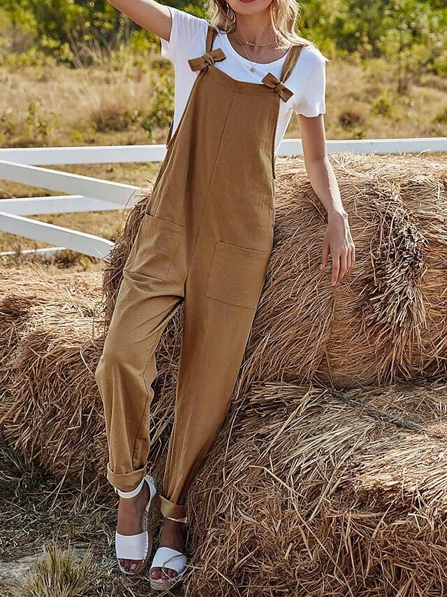 Women's Overall Pocket Solid Color Square Neck Streetwear Daily Vacation Regular Fit Sleeveless Pink Army Green Blue S M L Summer 13 Women's Overall Pocket Solid Color Square Neck Streetwear Daily Vacation Regular Fit Sleeveless Pink Army Green Blue S M L Summer - Image 13