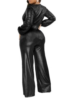 Women's Jumpsuit High Waist Maillard Sequin Solid Color V Neck Elegant Party Bar Regular Fit Long Sleeve Green Black Silver S M L Winter Cold Weather 15 Women's Jumpsuit High Waist Maillard Sequin Solid Color V Neck Elegant Party Bar Regular Fit Long Sleeve Green Black Silver S M L Winter Cold Weather -Cheap Plus Fit Dress Store vjbzlv1666926580501