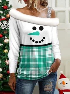 Women's Blouse Christmas Shirt Pink Red Blue Plaid Snowman Print Long Sleeve Christmas Casual Festival / Holiday Fur Collar Regular Fit Spring &Fall 6 Women's Blouse Christmas Shirt Pink Red Blue Plaid Snowman Print Long Sleeve Christmas Casual Festival / Holiday Fur Collar Regular Fit Spring &Fall -Cheap Plus Fit Dress Store vkpqjd1696749014903