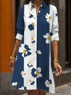 Women's Shirt Dress Casual Dress Midi Dress Outdoor Daily Date Polyester Fashion Modern Shirt Collar Button Pocket Long Sleeve Fall Winter 2023 Loose Fit White Pink Navy Blue Floral S M L XL 2XL 10 Women's Shirt Dress Casual Dress Midi Dress Outdoor Daily Date Polyester Fashion Modern Shirt Collar Button Pocket Long Sleeve Fall Winter 2023 Loose Fit White Pink Navy Blue Floral S M L XL 2XL -Cheap Plus Fit Dress Store vlytej1695208257871