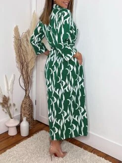 Women's Shirt Dress Casual Dress Midi Dress Outdoor Daily Vacation Polyester Fashion Modern Shirt Collar Button Pocket 3/4 Length Sleeve Summer Spring Fall 2023 Regular Fit Navy Blue Green Leaf Floral -Cheap Plus Fit Dress Store vmclpm1689744476448