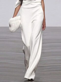 Women's Jumpsuit Solid Color Formal Party Office Straight Regular Fit Half Sleeve Raglan Sleeves Black White S M L Fall -Cheap Plus Fit Dress Store voinjb1697105996445