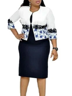 Women‘s Plus Size Curve Work Dress Floral Crew Neck Print 3/4 Length Sleeve Spring Fall Elegant Casual Midi Dress Formal Work Dress 34 Women‘s Plus Size Curve Work Dress Floral Crew Neck Print 3/4 Length Sleeve Spring Fall Elegant Casual Midi Dress Formal Work Dress -Cheap Plus Fit Dress Store vpdebp1630916635104