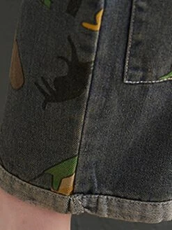 Women‘s Jumpsuit Pocket Print Animal Denim Square Neck Active Street Daily Loose Fit Sleeveless Blue M L XL Fall -Cheap Plus Fit Dress Store vppgud1693532824923