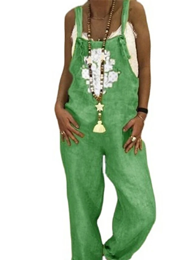 Women's Overall Print Print U Neck Streetwear Daily Vacation Regular Fit Sleeveless Yellow Brown Green S M L Summer 8 Women's Overall Print Print U Neck Streetwear Daily Vacation Regular Fit Sleeveless Yellow Brown Green S M L Summer - Image 8