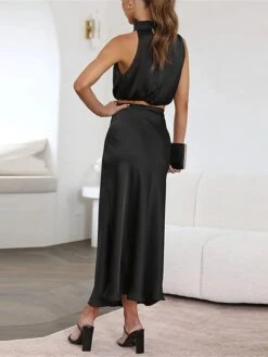 Women's Two Piece Dress Set Casual Dress Skirt Set Daily Holiday Fashion Sexy Ruched Long Dress Maxi Dress Stand Collar Sleeveless Plain Regular Fit Black White Light Green Summer Spring S M L XL 22 Women's Two Piece Dress Set Casual Dress Skirt Set Daily Holiday Fashion Sexy Ruched Long Dress Maxi Dress Stand Collar Sleeveless Plain Regular Fit Black White Light Green Summer Spring S M L XL -Cheap Plus Fit Dress Store vqnupi1690857192404