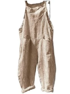 Women‘s Backpack Jumpsuit Pink Fall WinterFashion Street Backpack Striped Plaid Pattern One-Piece Wide Leg Pants -Cheap Plus Fit Dress Store vquarh1684666463924