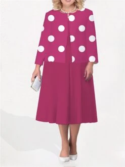 Women's Plus Size Curve Two Piece Dress Set Casual Dress Print Dress Outdoor Office Fashion Streetwear Print Midi Dress Crew Neck Long Sleeve Polka Dot White Yellow Fuchsia Fall Winter L XL XXL 6 Women's Plus Size Curve Two Piece Dress Set Casual Dress Print Dress Outdoor Office Fashion Streetwear Print Midi Dress Crew Neck Long Sleeve Polka Dot White Yellow Fuchsia Fall Winter L XL XXL -Cheap Plus Fit Dress Store vryukr1692945882729