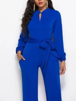 Women's Jumpsuit Lace Up Pocket Solid Color Stand Collar Streetwear Xmas Street Christmas Daily Regular Fit Long Sleeve Black Wine Red S M L Fall 28 Women's Jumpsuit Lace Up Pocket Solid Color Stand Collar Streetwear Xmas Street Christmas Daily Regular Fit Long Sleeve Black Wine Red S M L Fall -Cheap Plus Fit Dress Store vsssgp1692616044195