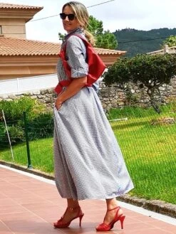 Women's Shirt Dress Casual Dress Maxi Long Dress Outdoor Winter Dress Daily Cotton Cotton And Linen Fashion Casual Shirt Collar Lace Up Pocket Long Sleeve Summer Spring Fall 2023 Regular Fit Pink -Cheap Plus Fit Dress Store vswthb1695105901050