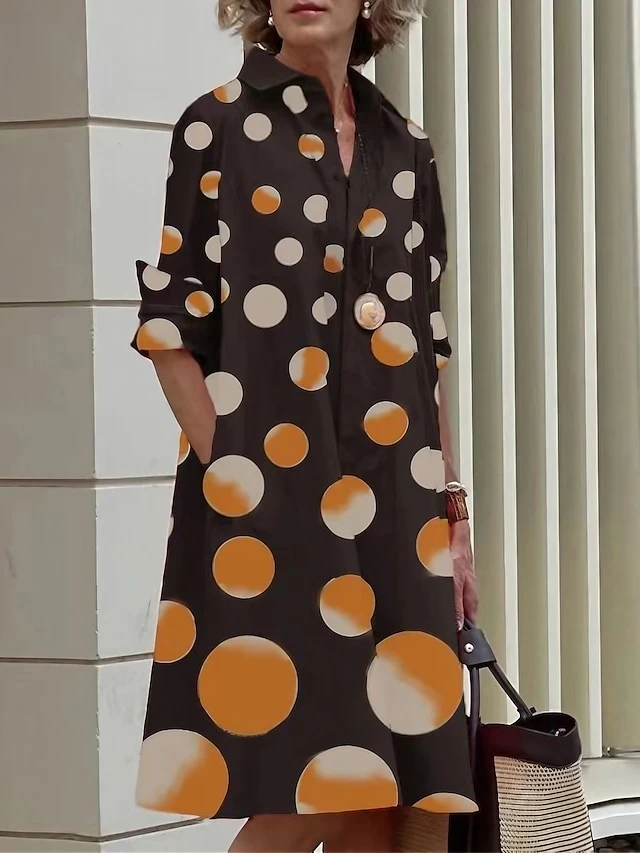 Women's Shirt Dress Casual Dress Midi Dress Outdoor Vacation Polyester Classic Casual Shirt Collar Pocket Long Sleeve Summer Spring Fall 2023 Loose Fit Yellow Dark Pink Red Polka Dot Color Block S M 1 Women's Shirt Dress Casual Dress Midi Dress Outdoor Vacation Polyester Classic Casual Shirt Collar Pocket Long Sleeve Summer Spring Fall 2023 Loose Fit Yellow Dark Pink Red Polka Dot Color Block S M
