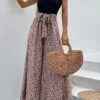 Women's Jumpsuit Print Leopard Square Neck Streetwear Street Daily Wide Leg Regular Fit Sleeveless Pink Khaki S M L Summer