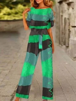 Women's Jumpsuit Drawstring Print Geometric Crew Neck Ordinary Daily Vacation Straight Loose Fit Short Sleeve T-shirt Sleeve Yellow Red Blue S M L All Seasons 7 Women's Jumpsuit Drawstring Print Geometric Crew Neck Ordinary Daily Vacation Straight Loose Fit Short Sleeve T-shirt Sleeve Yellow Red Blue S M L All Seasons -Cheap Plus Fit Dress Store vwtdhw1685613411818