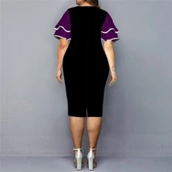 Women‘s Plus Size Curve Party Dress Color Block Crew Neck Print Short Sleeve Spring Fall Work Casual Prom Dress Knee Length Dress Casual Daily DressHomecoming Dress -Cheap Plus Fit Dress Store vxlfxk1639471971878
