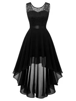 Women‘s Plus Size Curve Black Dress Easter Dress Lace Sleeveless Party Dress Solid Color Crew Neck Spring Fall Prom Dress Maxi Dress Party Club Dress Dress -Cheap Plus Fit Dress Store vyfhel1650968964311