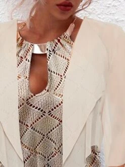 Women's Two Piece Dress Set Casual Dress Outdoor Daily Fashion Modern Hollow Out Mini Dress Halter Neck Half Sleeve Geometric Plain Regular Fit Khaki Summer Spring S M L XL XXL 5 Women's Two Piece Dress Set Casual Dress Outdoor Daily Fashion Modern Hollow Out Mini Dress Halter Neck Half Sleeve Geometric Plain Regular Fit Khaki Summer Spring S M L XL XXL -Cheap Plus Fit Dress Store vzpkkx1682666867320