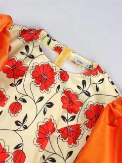 Women‘s Plus Size Curve Party Dress Cocktail Dress Wedding Guest Dress Midi Dress Orange 3/4 Length Sleeve Floral Print Spring Fall Winter Crew Neck Fashion Winter Dress Wedding Guest Vacation 2023 -Cheap Plus Fit Dress Store wadycm1692179218708