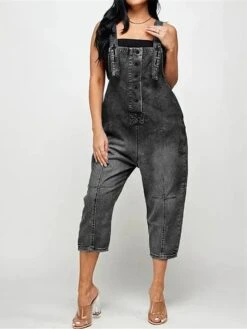 Women‘s Overall Pocket Solid Color Denim Square Neck Streetwear Daily Vacation Regular Fit Sleeveless Black Navy Blue Dusty Blue S M L Fall 22 Women‘s Overall Pocket Solid Color Denim Square Neck Streetwear Daily Vacation Regular Fit Sleeveless Black Navy Blue Dusty Blue S M L Fall -Cheap Plus Fit Dress Store wbxgsi1690941125608
