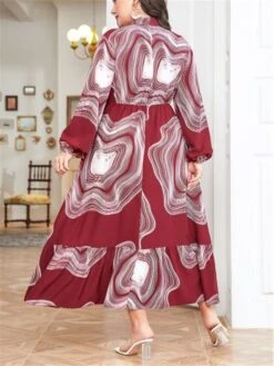 Women's Plus Size Work Dress Swing Dress Semi Formal Dress Fashion Long Dress Maxi Dress Lace Up Print V Neck Long Sleeve Ombre Regular Fit Wine Fall Winter L XL XXL 3XL 4XL 11 Women's Plus Size Work Dress Swing Dress Semi Formal Dress Fashion Long Dress Maxi Dress Lace Up Print V Neck Long Sleeve Ombre Regular Fit Wine Fall Winter L XL XXL 3XL 4XL -Cheap Plus Fit Dress Store wcsbws1693300617186