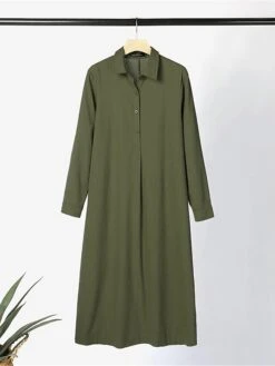Women's Shirt Dress Casual Dress Cotton Linen Dress Maxi Long Dress Cotton Basic Classic Outdoor Daily Vacation Shirt Collar Button Split Long Sleeve Summer Spring Fall 2023 Loose Fit Wine Navy Blue -Cheap Plus Fit Dress Store wfqpov1690882247509