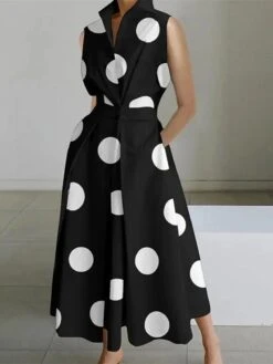 Women's Shirt Dress Casual Dress Swing Dress Maxi Long Dress Outdoor Office Daily Satin Fashion Modern Shirt Collar Button Pocket Sleeveless Summer Spring 2023 Regular Fit Black White Green Polka Dot 19 Women's Shirt Dress Casual Dress Swing Dress Maxi Long Dress Outdoor Office Daily Satin Fashion Modern Shirt Collar Button Pocket Sleeveless Summer Spring 2023 Regular Fit Black White Green Polka Dot -Cheap Plus Fit Dress Store wfzjuv1685346267022
