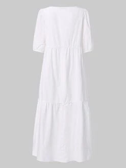 Women‘s Plus Size Curve Holiday Dress Solid Color Crew Neck Half Sleeve Fall Spring Casual Boho Maxi Long Dress Daily Vacation Dress Cotton -Cheap Plus Fit Dress Store wgebmh1631693697576