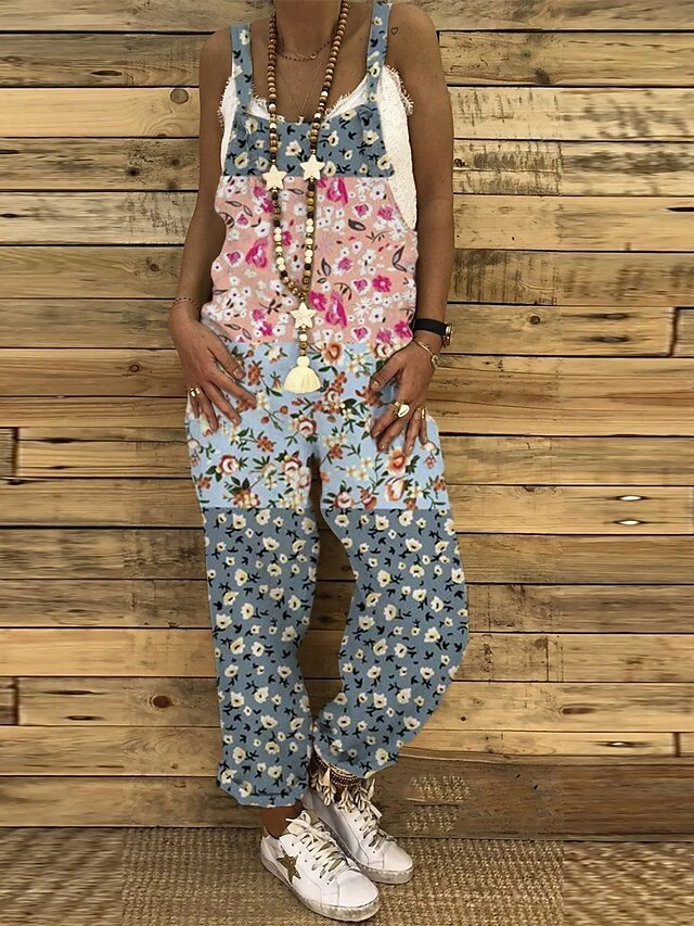 Women's Overall Pocket Print Leopard U Neck Holiday Daily Vacation Straight Regular Fit Sleeveless Sleeveless Pink Blue S M L Summer 1 Women's Overall Pocket Print Leopard U Neck Holiday Daily Vacation Straight Regular Fit Sleeveless Sleeveless Pink Blue S M L Summer