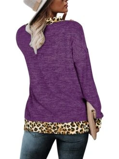 Women's T Shirt Tee Black Blue Purple Leopard Print Long Sleeve Daily Weekend Basic V Neck Regular Fit Painting Spring &Fall 27 Women's T Shirt Tee Black Blue Purple Leopard Print Long Sleeve Daily Weekend Basic V Neck Regular Fit Painting Spring &Fall -Cheap Plus Fit Dress Store whzwzu1609321904298