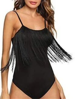 Women's Bodysuit Backless Tassel Solid Color U Neck Sexy Daily Holiday Party Regular Fit Sleeveless Black S M L Summer Fall