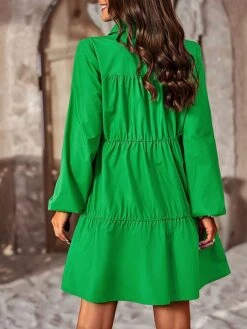 Women's Shirt Dress Casual Dress Maxi Long Dress Outdoor Daily Date Polyester Fashion Basic Shirt Collar Ruched Button Long Sleeve Spring Fall Winter 2023 Loose Fit Black Blue Purple Pure Color S M L -Cheap Plus Fit Dress Store wlaupd1695195744530