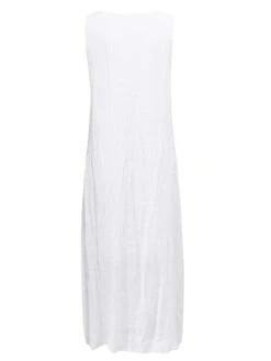 Women's Casual Dress Cotton Linen Dress White Dress Maxi Long Dress Polyester Lace Fashion Daily Weekend V Neck Lace Split Sleeveless Summer 2023 Loose Fit Lake Blue Black White Plain S M L XL 2XL -Cheap Plus Fit Dress Store womqtw1686105101261