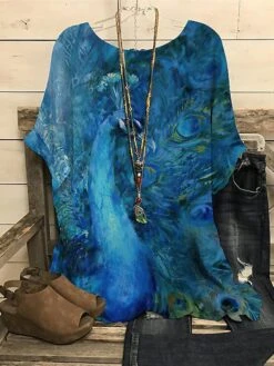 Women's Plus Size T Shirt Tee Black Blue Purple Graphic Polka Dot Butterfly Print Short Sleeve Daily Going Out Weekend Punk & Gothic Round Neck Regular Fit Dolman Sleeve Summer Spring