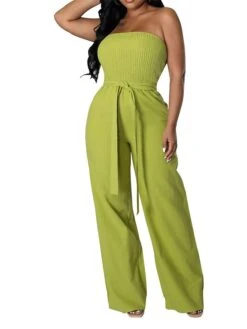 Women's Jumpsuit Lace Up Backless Solid Color Strapless Streetwear Street Holiday Regular Fit Sleeveless Yellow Orange Green S M L Spring 6 Women's Jumpsuit Lace Up Backless Solid Color Strapless Streetwear Street Holiday Regular Fit Sleeveless Yellow Orange Green S M L Spring -Cheap Plus Fit Dress Store woybzr1676361217883