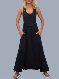 Women's Overall Backless Solid Color U Neck Active Daily Going Out Loose Fit Sleeveless Blue Wine Army Green S M L Spring -Cheap Plus Fit Dress Store wppknm1641542105693