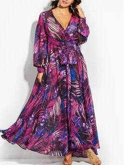 Women's Plus Size A Line Dress Floral V Neck Print Lantern Sleeve Long Sleeve Fall Spring Casual Mumu Maxi Long Dress Daily Holiday Dress 10 Women's Plus Size A Line Dress Floral V Neck Print Lantern Sleeve Long Sleeve Fall Spring Casual Mumu Maxi Long Dress Daily Holiday Dress -Cheap Plus Fit Dress Store wucnrb1636376508279