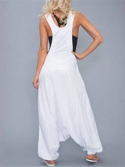 Women's Overall Backless Solid Color U Neck Active Daily Going Out Loose Fit Sleeveless Blue Wine Army Green S M L Spring -Cheap Plus Fit Dress Store wvppzi1641542105480