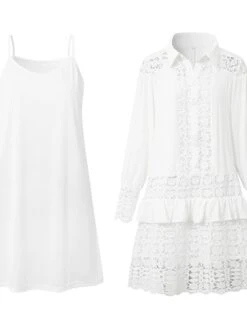 Women's Shirt Dress Casual Dress Cotton Linen Dress Mini Dress Lace Basic Classic Outdoor Daily Vacation Shirt Collar Lace Patchwork Long Sleeve Summer Spring Fall 2023 Loose Fit White Sky Blue Plain 11 Women's Shirt Dress Casual Dress Cotton Linen Dress Mini Dress Lace Basic Classic Outdoor Daily Vacation Shirt Collar Lace Patchwork Long Sleeve Summer Spring Fall 2023 Loose Fit White Sky Blue Plain -Cheap Plus Fit Dress Store wwbjrj1684138259695