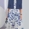 Women's Two Piece Dress Set Casual Dress Chiffon Dress Daily Going Out Fashion Streetwear Pocket Print Midi Dress Crew Neck Half Sleeve Floral Loose Fit Yellow Wine Navy Blue Summer Spring S M L XL
