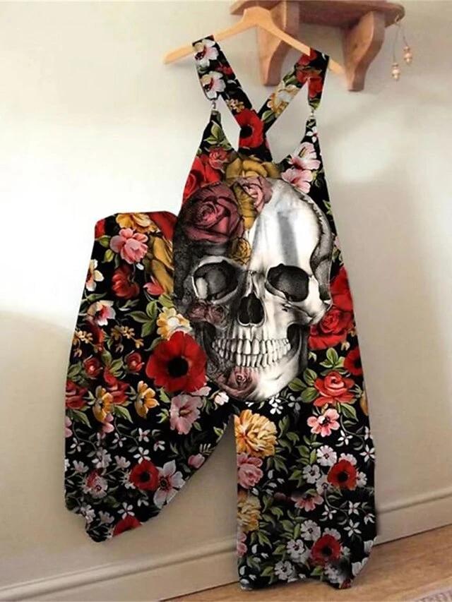 Jumpsuits For Women Summer Bib Print Animal Square Neck Streetwear Daily Vacation Loose Fit Sleeveless Black White Yellow S M L 6 Jumpsuits For Women Summer Bib Print Animal Square Neck Streetwear Daily Vacation Loose Fit Sleeveless Black White Yellow S M L - Image 6