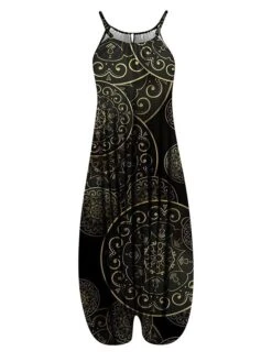 Women's Overall Print Floral Crew Neck Streetwear Daily Vacation Loose Fit Sleeveless Suspender National Style Printing Jumpsuit 35 Women's Overall Print Floral Crew Neck Streetwear Daily Vacation Loose Fit Sleeveless Suspender National Style Printing Jumpsuit -Cheap Plus Fit Dress Store wyycsm1684041470170