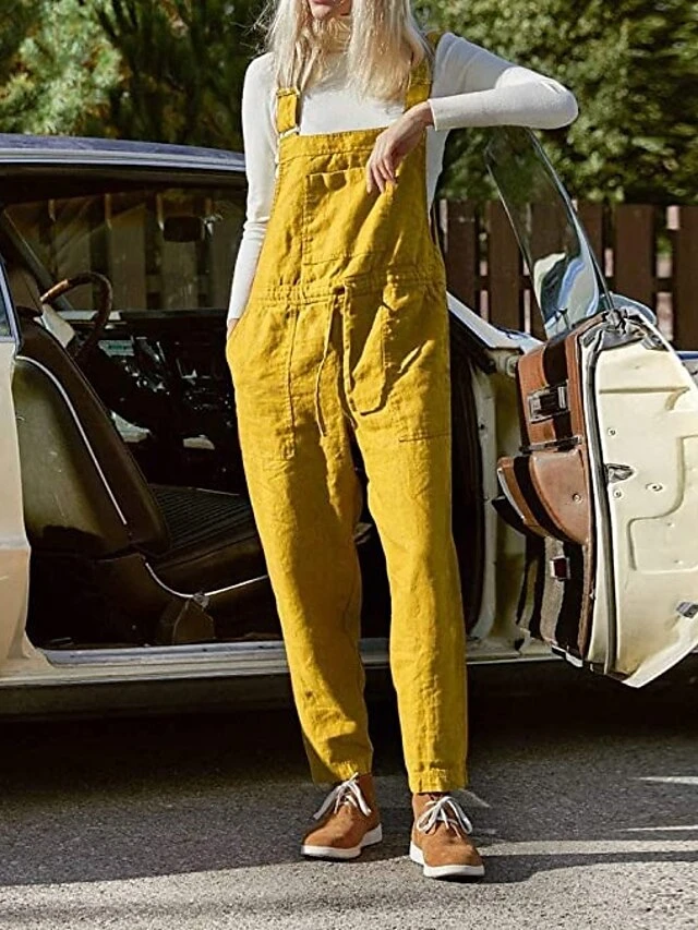 Women's Jumpsuits Casual Maillard Bib Overall Utility Patch Pocket Solid Color Casual Daily Going Out Regular Fit Sleeveless S M L Fall Winter Cold Weather 1 Women's Jumpsuits Casual Maillard Bib Overall Utility Patch Pocket Solid Color Casual Daily Going Out Regular Fit Sleeveless S M L Fall Winter Cold Weather