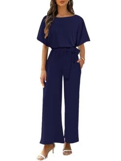 Women's Jumpsuit Lace Up Solid Color Crew Neck Streetwear Daily Vacation Regular Fit Short Sleeve Black Wine Army Green S M L Spring 19 Women's Jumpsuit Lace Up Solid Color Crew Neck Streetwear Daily Vacation Regular Fit Short Sleeve Black Wine Army Green S M L Spring -Cheap Plus Fit Dress Store wzmhag1673405153721