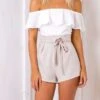 Women's Romper Patchwork Drawstring Color Block Off Shoulder Streetwear Street Daily Regular Fit Short Sleeve White S M L Summer