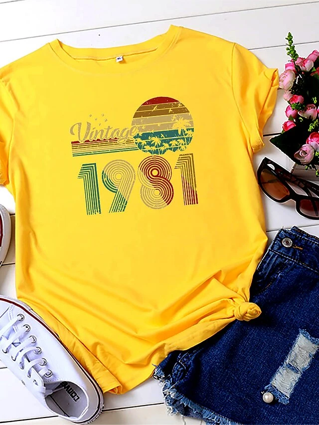 40th Birthday Gifts Women Vintage 1981 Shirt 40 Years Of Being Awesome T-shirt Original Parts Tee Retro Birthday Party Tops(gray2-s) 10 40th Birthday Gifts Women Vintage 1981 Shirt 40 Years Of Being Awesome T-shirt Original Parts Tee Retro Birthday Party Tops(gray2-s) - Image 10