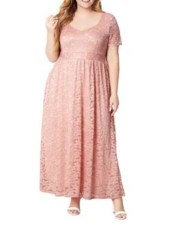 Women's Plus Size Curve Party Dress Lace Dress Sheath Dress Solid Color Long Dress Maxi Dress Short Sleeve Lace Ruched V Neck Fashion Wedding Pink Dark Blue Spring Fall XL XXL 3XL 4XL 5XL 6 Women's Plus Size Curve Party Dress Lace Dress Sheath Dress Solid Color Long Dress Maxi Dress Short Sleeve Lace Ruched V Neck Fashion Wedding Pink Dark Blue Spring Fall XL XXL 3XL 4XL 5XL -Cheap Plus Fit Dress Store xcgeid1693533320449