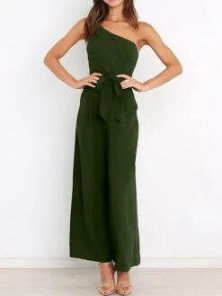 Women's Jumpsuit Pocket High Waist Solid Color One Shoulder Elegant Party Christmas Regular Fit Sleeveless Yellow Army Green Red S M L Fall 31 Women's Jumpsuit Pocket High Waist Solid Color One Shoulder Elegant Party Christmas Regular Fit Sleeveless Yellow Army Green Red S M L Fall -Cheap Plus Fit Dress Store xchjiw1697018360003