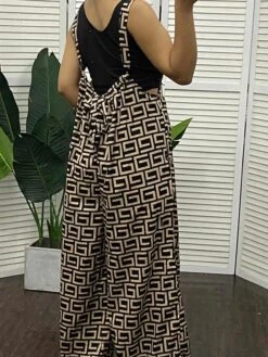 Women's Jumpsuit Backless Pocket Geometric Cold Shoulder Streetwear Daily Vacation Regular Fit Sleeveless Black Army Green Red S M L Spring -Cheap Plus Fit Dress Store xctyjz1676008380035