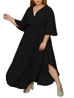 Women‘s Plus Size Curve Holiday Dress Solid Color V Neck Half Sleeve Fall Spring Basic Maxi Long Dress Date Vacation Dress 27 Women‘s Plus Size Curve Holiday Dress Solid Color V Neck Half Sleeve Fall Spring Basic Maxi Long Dress Date Vacation Dress -Cheap Plus Fit Dress Store xcyxpq1648706454272